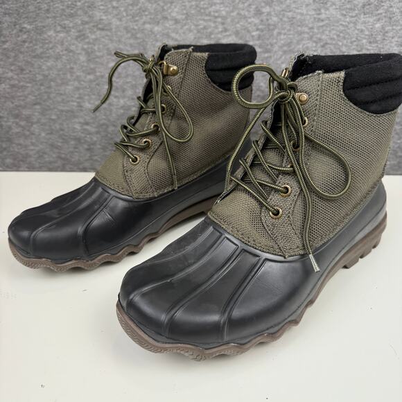 Sperry Men's Top Sider Avenue Duck Boot Size 8.5 Green Black Water Resistant - Picture 1 of 9